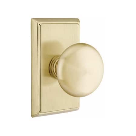 Emtek Providence Knob Dummy Pair with Rectangular Rose for 1-1/4 in to 2 in Door Satin Brass Finish 8521PUS4